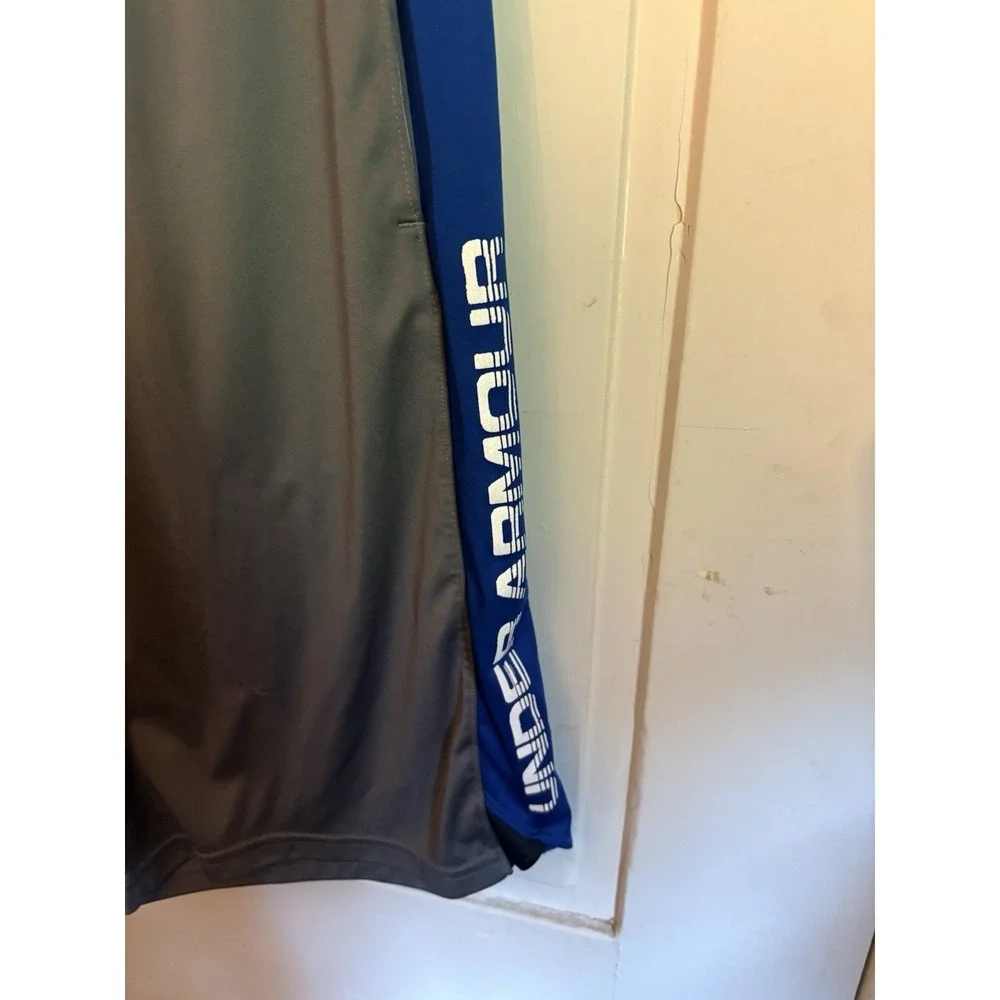 Under Armour Gray Blue‎ Athletic Shorts Youth XL Loose HeatGear Basketball Gym